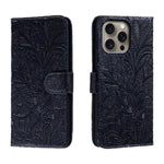Étui de téléphone en cuir gaufré de fleur de dentelle, pour iPhone 17e / 16e, pour iPhone 17 Pro Max, pour iPhone 17 Pro, pour iPhone 17, pour iPhone Air, pour iPhone 16 Pro Max, pour iPhone 16 Pro, pour iPhone 16 Plus