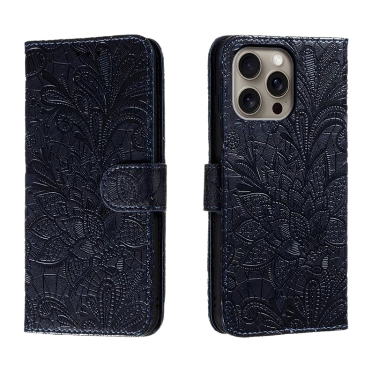 Étui de téléphone en cuir gaufré de fleur de dentelle, pour iPhone 17e / 16e, pour iPhone 17 Pro Max, pour iPhone 17 Pro, pour iPhone 17, pour iPhone Air, pour iPhone 16 Pro Max, pour iPhone 16 Pro, pour iPhone 16 Plus