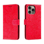 Étui de téléphone en cuir gaufré de fleur de dentelle, pour iPhone 17e / 16e, pour iPhone 17 Pro Max, pour iPhone 17 Pro, pour iPhone 17, pour iPhone Air, pour iPhone 16 Pro Max, pour iPhone 16 Pro, pour iPhone 16 Plus