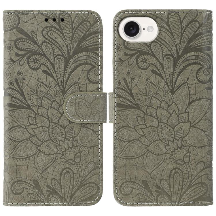 Étui de téléphone en cuir gaufré de fleur de dentelle, pour iPhone 17e / 16e, pour iPhone 17 Pro Max, pour iPhone 17 Pro, pour iPhone 17, pour iPhone Air, pour iPhone 16 Pro Max, pour iPhone 16 Pro, pour iPhone 16 Plus