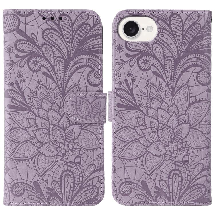Étui de téléphone en cuir gaufré de fleur de dentelle, pour iPhone 17e / 16e, pour iPhone 17 Pro Max, pour iPhone 17 Pro, pour iPhone 17, pour iPhone Air, pour iPhone 16 Pro Max, pour iPhone 16 Pro, pour iPhone 16 Plus