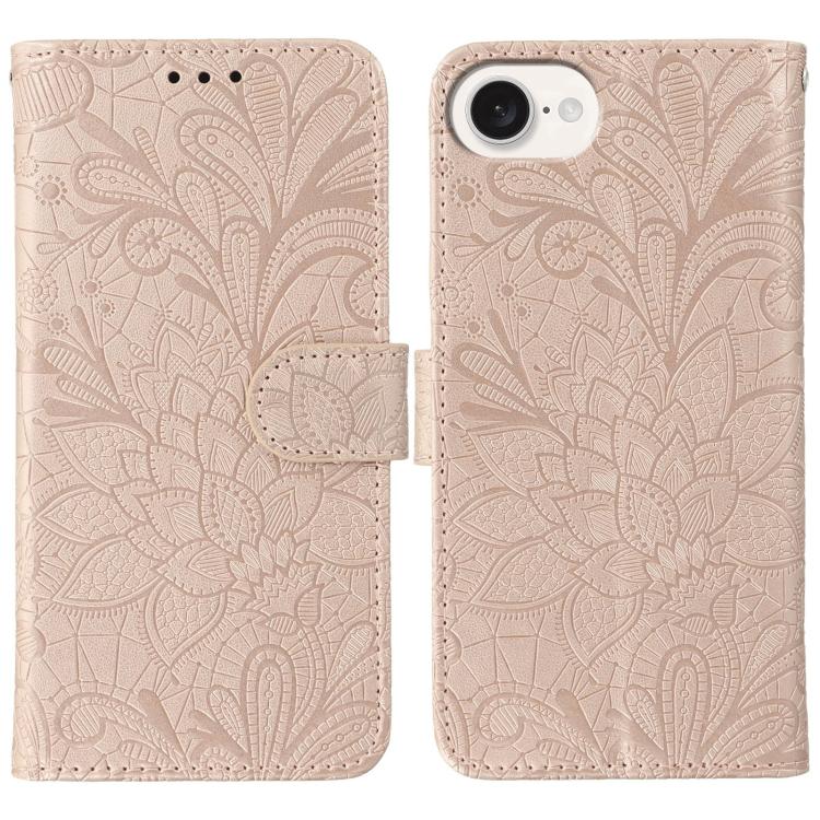 Étui de téléphone en cuir gaufré de fleur de dentelle, pour iPhone 17e / 16e, pour iPhone 17 Pro Max, pour iPhone 17 Pro, pour iPhone 17, pour iPhone Air, pour iPhone 16 Pro Max, pour iPhone 16 Pro, pour iPhone 16 Plus