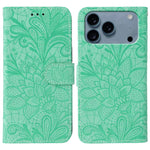 Étui de téléphone en cuir gaufré de fleur de dentelle, pour iPhone 17e / 16e, pour iPhone 17 Pro Max, pour iPhone 17 Pro, pour iPhone 17, pour iPhone Air, pour iPhone 16 Pro Max, pour iPhone 16 Pro, pour iPhone 16 Plus