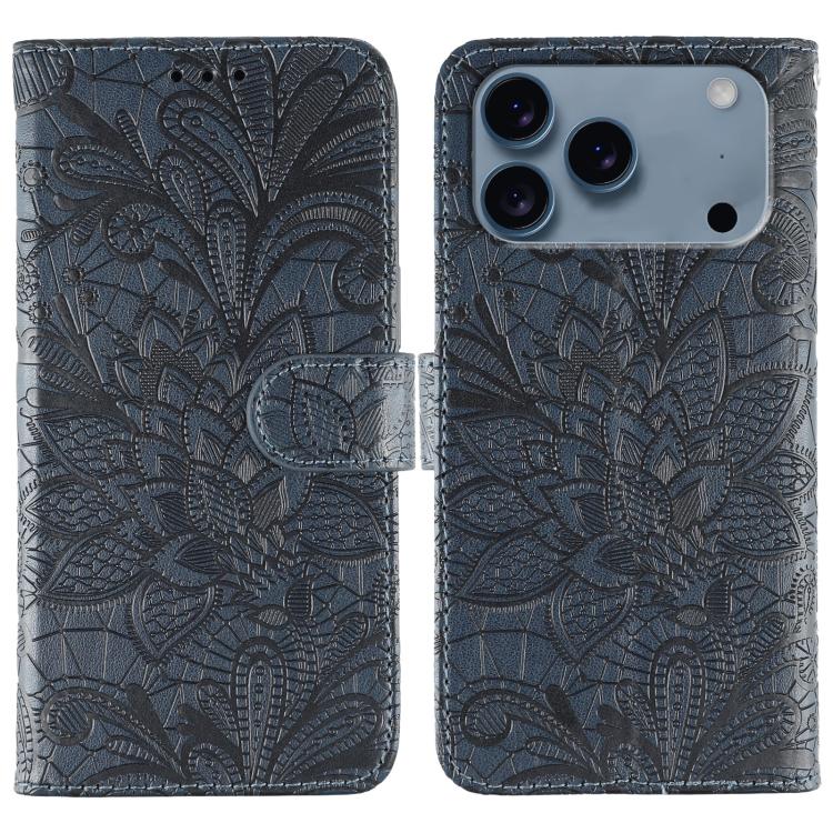 Étui de téléphone en cuir gaufré de fleur de dentelle, pour iPhone 17e / 16e, pour iPhone 17 Pro Max, pour iPhone 17 Pro, pour iPhone 17, pour iPhone Air, pour iPhone 16 Pro Max, pour iPhone 16 Pro, pour iPhone 16 Plus