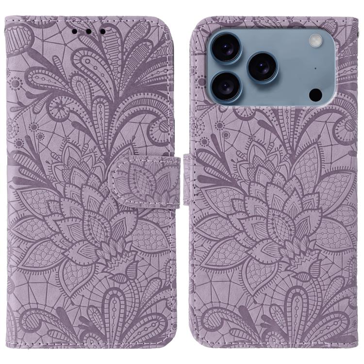 Étui de téléphone en cuir gaufré de fleur de dentelle, pour iPhone 17e / 16e, pour iPhone 17 Pro Max, pour iPhone 17 Pro, pour iPhone 17, pour iPhone Air, pour iPhone 16 Pro Max, pour iPhone 16 Pro, pour iPhone 16 Plus