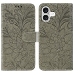 Étui de téléphone en cuir gaufré de fleur de dentelle, pour iPhone 17e / 16e, pour iPhone 17 Pro Max, pour iPhone 17 Pro, pour iPhone 17, pour iPhone Air, pour iPhone 16 Pro Max, pour iPhone 16 Pro, pour iPhone 16 Plus