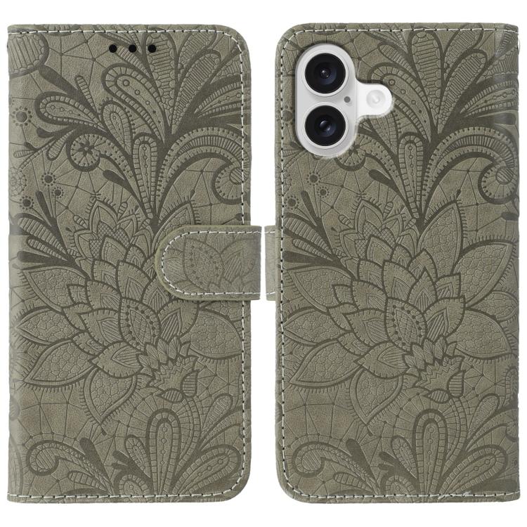 Étui de téléphone en cuir gaufré de fleur de dentelle, pour iPhone 17e / 16e, pour iPhone 17 Pro Max, pour iPhone 17 Pro, pour iPhone 17, pour iPhone Air, pour iPhone 16 Pro Max, pour iPhone 16 Pro, pour iPhone 16 Plus