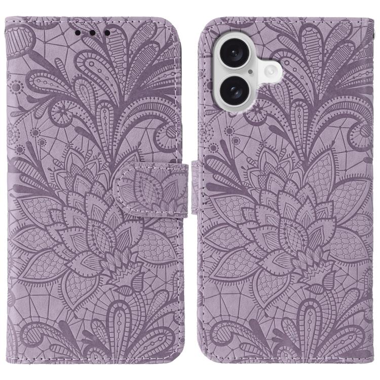 Étui de téléphone en cuir gaufré de fleur de dentelle, pour iPhone 17e / 16e, pour iPhone 17 Pro Max, pour iPhone 17 Pro, pour iPhone 17, pour iPhone Air, pour iPhone 16 Pro Max, pour iPhone 16 Pro, pour iPhone 16 Plus