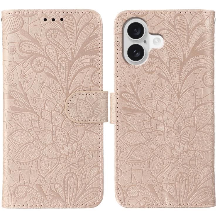 Étui de téléphone en cuir gaufré de fleur de dentelle, pour iPhone 17e / 16e, pour iPhone 17 Pro Max, pour iPhone 17 Pro, pour iPhone 17, pour iPhone Air, pour iPhone 16 Pro Max, pour iPhone 16 Pro, pour iPhone 16 Plus