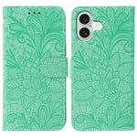 Étui de téléphone en cuir gaufré de fleur de dentelle, pour iPhone 17e / 16e, pour iPhone 17 Pro Max, pour iPhone 17 Pro, pour iPhone 17, pour iPhone Air, pour iPhone 16 Pro Max, pour iPhone 16 Pro, pour iPhone 16 Plus