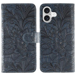 Étui de téléphone en cuir gaufré de fleur de dentelle, pour iPhone 17e / 16e, pour iPhone 17 Pro Max, pour iPhone 17 Pro, pour iPhone 17, pour iPhone Air, pour iPhone 16 Pro Max, pour iPhone 16 Pro, pour iPhone 16 Plus