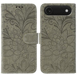 Étui de téléphone en cuir gaufré de fleur de dentelle, pour iPhone 17e / 16e, pour iPhone 17 Pro Max, pour iPhone 17 Pro, pour iPhone 17, pour iPhone Air, pour iPhone 16 Pro Max, pour iPhone 16 Pro, pour iPhone 16 Plus