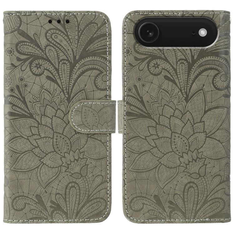 Étui de téléphone en cuir gaufré de fleur de dentelle, pour iPhone 17e / 16e, pour iPhone 17 Pro Max, pour iPhone 17 Pro, pour iPhone 17, pour iPhone Air, pour iPhone 16 Pro Max, pour iPhone 16 Pro, pour iPhone 16 Plus