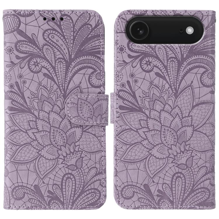 Étui de téléphone en cuir gaufré de fleur de dentelle, pour iPhone 17e / 16e, pour iPhone 17 Pro Max, pour iPhone 17 Pro, pour iPhone 17, pour iPhone Air, pour iPhone 16 Pro Max, pour iPhone 16 Pro, pour iPhone 16 Plus