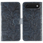 Étui de téléphone en cuir gaufré de fleur de dentelle, pour iPhone 17e / 16e, pour iPhone 17 Pro Max, pour iPhone 17 Pro, pour iPhone 17, pour iPhone Air, pour iPhone 16 Pro Max, pour iPhone 16 Pro, pour iPhone 16 Plus