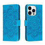 Sun Mandala Embossing Leather Phone Case, For iPhone 16e / 17e, For iPhone 17 Pro Max, For iPhone 17 Pro, For iPhone 17, For iPhone Air, For iPhone 15 Pro Max