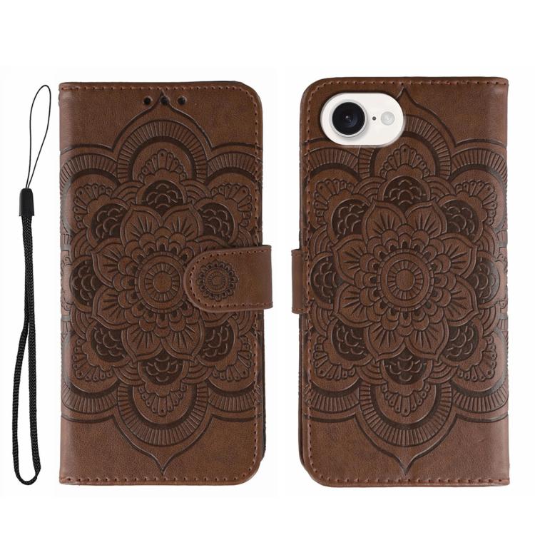 Sun Mandala Embossing Leather Phone Case, For iPhone 16e / 17e, For iPhone 17 Pro Max, For iPhone 17 Pro, For iPhone 17, For iPhone Air, For iPhone 15 Pro Max