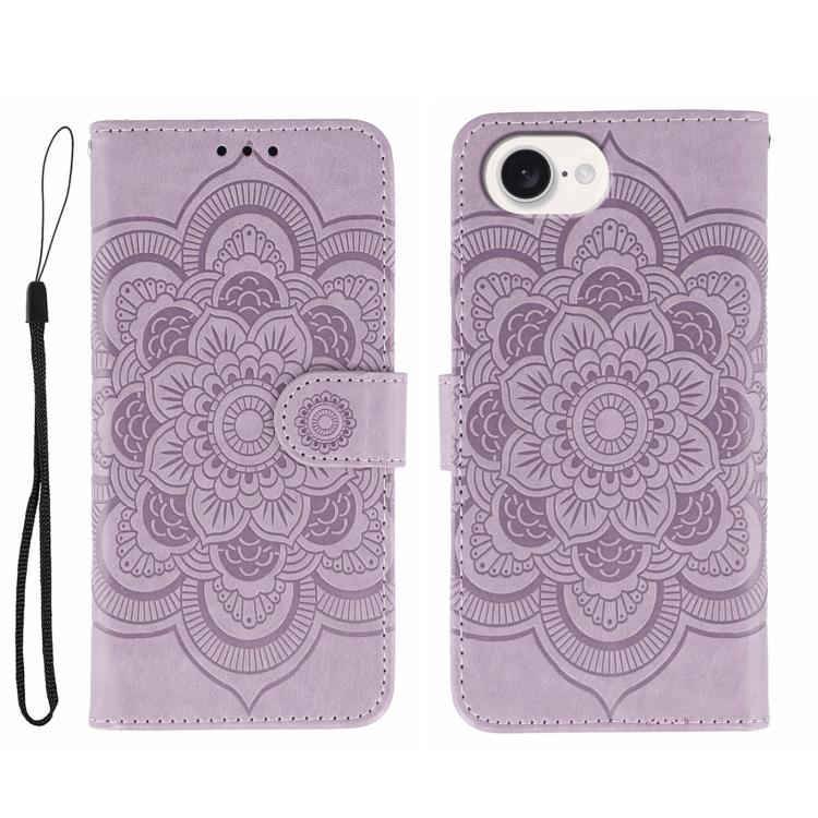 Sun Mandala Embossing Leather Phone Case, For iPhone 16e / 17e, For iPhone 17 Pro Max, For iPhone 17 Pro, For iPhone 17, For iPhone Air, For iPhone 15 Pro Max