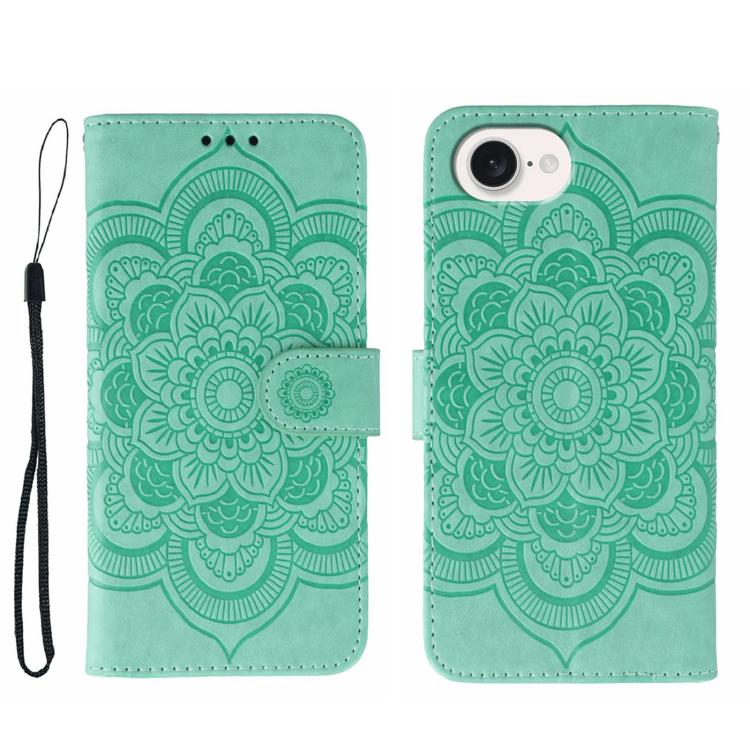 Sun Mandala Embossing Leather Phone Case, For iPhone 16e / 17e, For iPhone 17 Pro Max, For iPhone 17 Pro, For iPhone 17, For iPhone Air, For iPhone 15 Pro Max