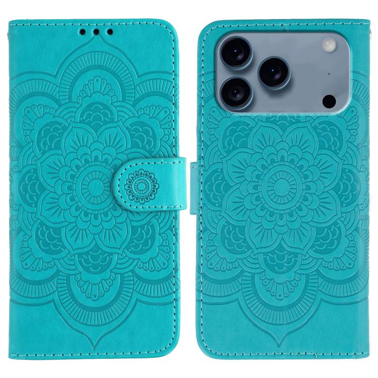 Sun Mandala Embossing Leather Phone Case, For iPhone 16e / 17e, For iPhone 17 Pro Max, For iPhone 17 Pro, For iPhone 17, For iPhone Air, For iPhone 15 Pro Max
