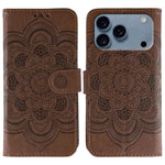 Sun Mandala Embossing Leather Phone Case, For iPhone 16e / 17e, For iPhone 17 Pro Max, For iPhone 17 Pro, For iPhone 17, For iPhone Air, For iPhone 15 Pro Max