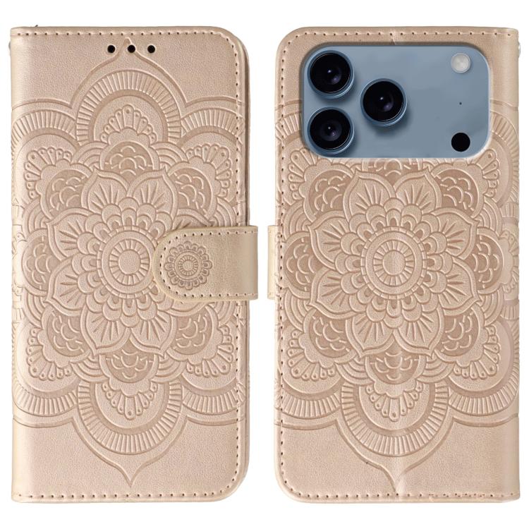 Sun Mandala Embossing Leather Phone Case, For iPhone 16e / 17e, For iPhone 17 Pro Max, For iPhone 17 Pro, For iPhone 17, For iPhone Air, For iPhone 15 Pro Max
