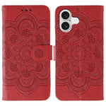 Sun Mandala Embossing Leather Phone Case, For iPhone 16e / 17e, For iPhone 17 Pro Max, For iPhone 17 Pro, For iPhone 17, For iPhone Air, For iPhone 15 Pro Max