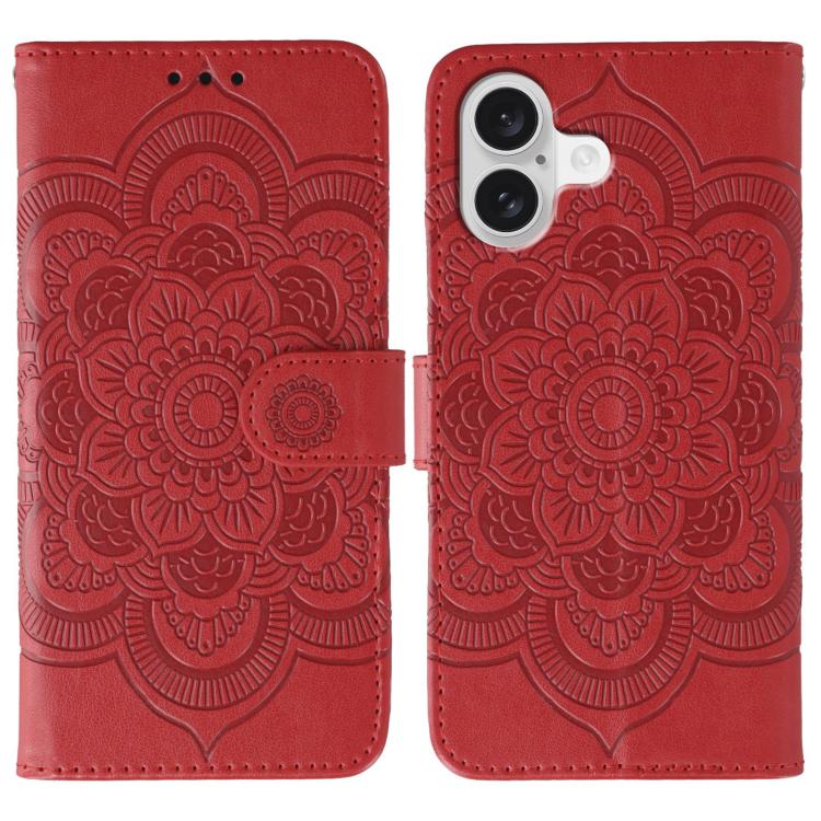 Sun Mandala Embossing Leather Phone Case, For iPhone 16e / 17e, For iPhone 17 Pro Max, For iPhone 17 Pro, For iPhone 17, For iPhone Air, For iPhone 15 Pro Max