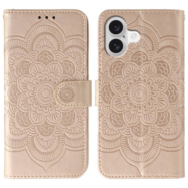 Sun Mandala Embossing Leather Phone Case, For iPhone 16e / 17e, For iPhone 17 Pro Max, For iPhone 17 Pro, For iPhone 17, For iPhone Air, For iPhone 15 Pro Max