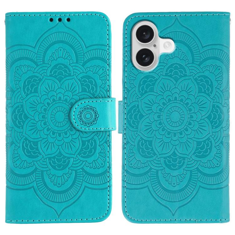 Sun Mandala Embossing Leather Phone Case, For iPhone 16e / 17e, For iPhone 17 Pro Max, For iPhone 17 Pro, For iPhone 17, For iPhone Air, For iPhone 15 Pro Max