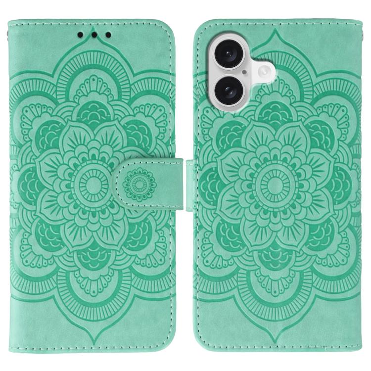 Sun Mandala Embossing Leather Phone Case, For iPhone 16e / 17e, For iPhone 17 Pro Max, For iPhone 17 Pro, For iPhone 17, For iPhone Air, For iPhone 15 Pro Max