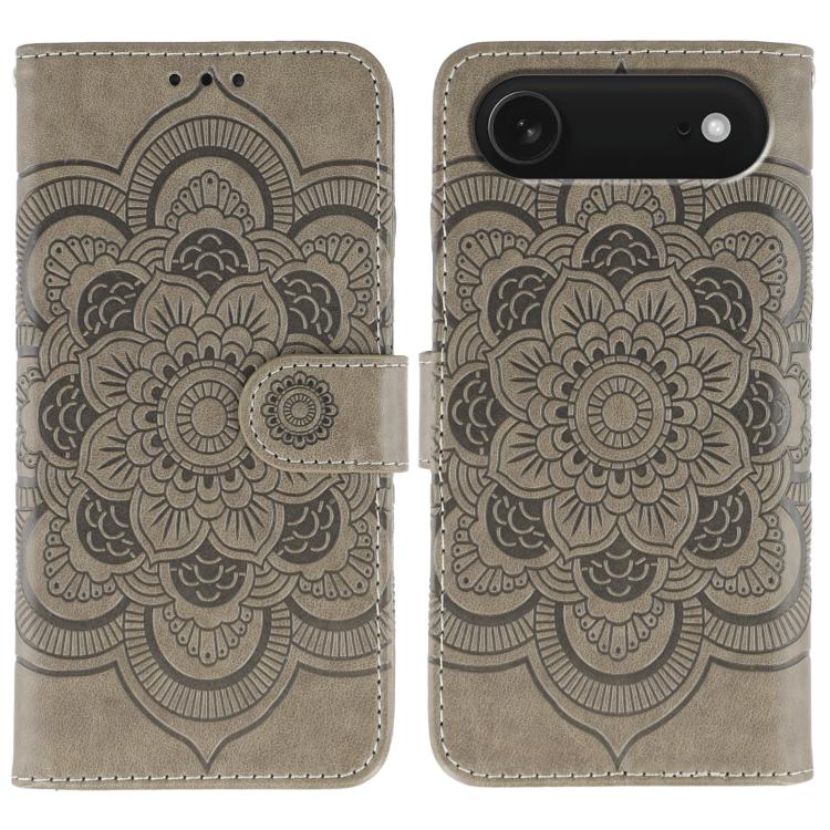 Sun Mandala Embossing Leather Phone Case, For iPhone 16e / 17e, For iPhone 17 Pro Max, For iPhone 17 Pro, For iPhone 17, For iPhone Air, For iPhone 15 Pro Max