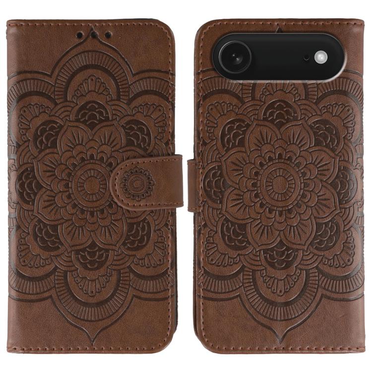 Sun Mandala Embossing Leather Phone Case, For iPhone 16e / 17e, For iPhone 17 Pro Max, For iPhone 17 Pro, For iPhone 17, For iPhone Air, For iPhone 15 Pro Max