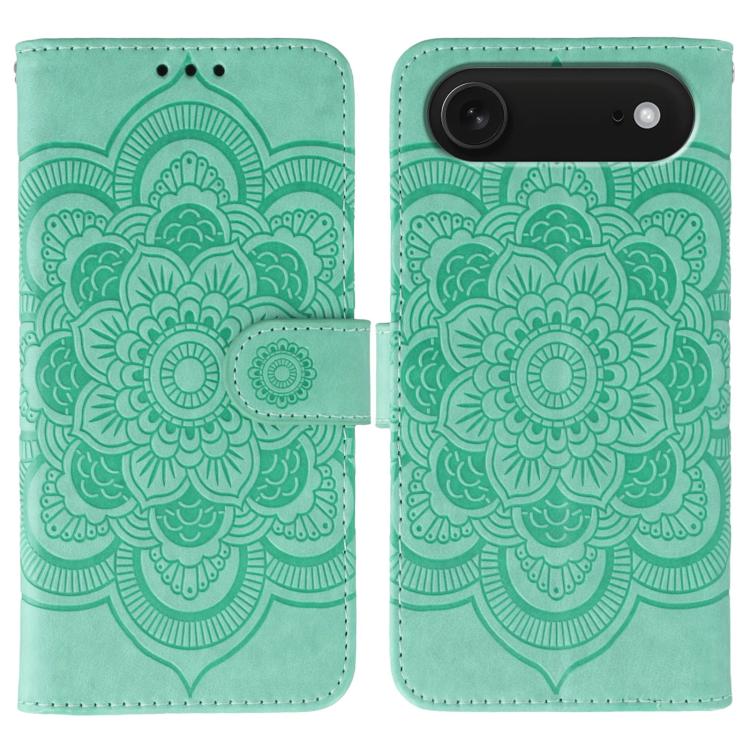 Sun Mandala Embossing Leather Phone Case, For iPhone 16e / 17e, For iPhone 17 Pro Max, For iPhone 17 Pro, For iPhone 17, For iPhone Air, For iPhone 15 Pro Max