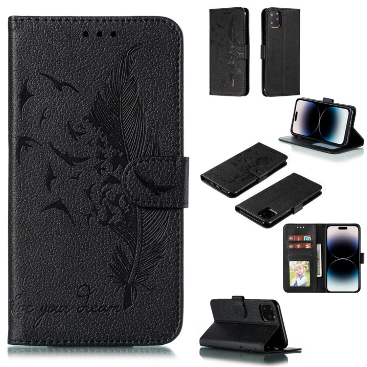 Coque de téléphone en cuir avec motif plume et texture litchi, Pour iPhone 17 Pro Max, Pour iPhone 17 Pro, Pour iPhone 17, Pour iPhone Air, Pour iPhone 15 Pro Max, Pour iPhone 15 Pro, Pour iPhone 15 Plus, Pour iPhone 15