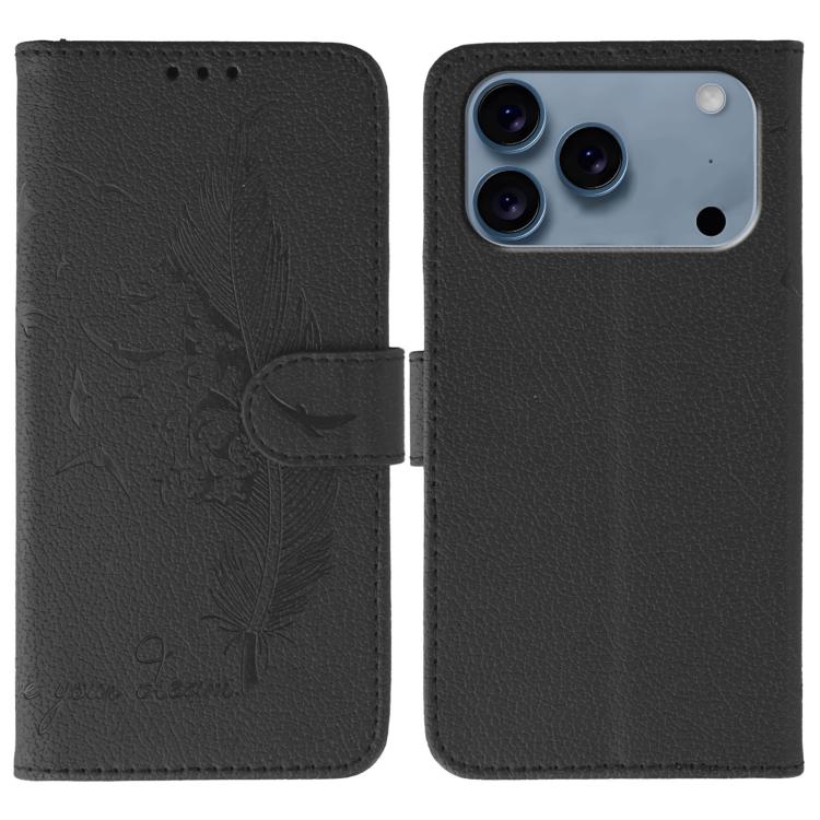 Coque de téléphone en cuir avec motif plume et texture litchi, Pour iPhone 17 Pro Max, Pour iPhone 17 Pro, Pour iPhone 17, Pour iPhone Air, Pour iPhone 15 Pro Max, Pour iPhone 15 Pro, Pour iPhone 15 Plus, Pour iPhone 15