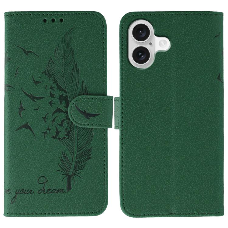 Coque de téléphone en cuir avec motif plume et texture litchi, Pour iPhone 17 Pro Max, Pour iPhone 17 Pro, Pour iPhone 17, Pour iPhone Air, Pour iPhone 15 Pro Max, Pour iPhone 15 Pro, Pour iPhone 15 Plus, Pour iPhone 15