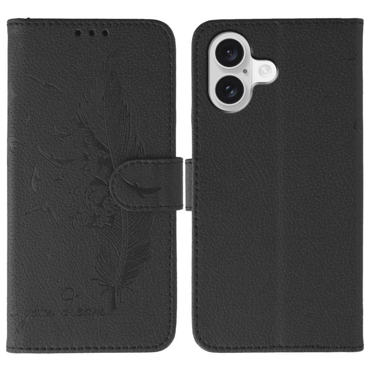 Coque de téléphone en cuir avec motif plume et texture litchi, Pour iPhone 17 Pro Max, Pour iPhone 17 Pro, Pour iPhone 17, Pour iPhone Air, Pour iPhone 15 Pro Max, Pour iPhone 15 Pro, Pour iPhone 15 Plus, Pour iPhone 15
