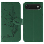 Coque de téléphone en cuir avec motif plume et texture litchi, Pour iPhone 17 Pro Max, Pour iPhone 17 Pro, Pour iPhone 17, Pour iPhone Air, Pour iPhone 15 Pro Max, Pour iPhone 15 Pro, Pour iPhone 15 Plus, Pour iPhone 15