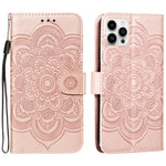 Mandala Embossing Pattern Horizontal Flip Leather Phone Case, For iPhone 16 Pro Max, For iPhone 16 Pro, For iPhone 16 Plus, For iPhone 16, For iPhone 15 Pro Max, For iPhone 15 Pro