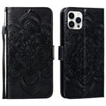Mandala Embossing Pattern Horizontal Flip Leather Phone Case, For iPhone 16 Pro Max, For iPhone 16 Pro, For iPhone 16 Plus, For iPhone 16, For iPhone 15 Pro Max, For iPhone 15 Pro