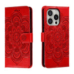 Mandala Embossing Pattern Horizontal Flip Leather Phone Case, For iPhone 16 Pro Max, For iPhone 16 Pro, For iPhone 16 Plus, For iPhone 16, For iPhone 15 Pro Max, For iPhone 15 Pro