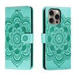 Mandala Embossing Pattern Horizontal Flip Leather Phone Case, For iPhone 16 Pro Max, For iPhone 16 Pro, For iPhone 16 Plus, For iPhone 16, For iPhone 15 Pro Max, For iPhone 15 Pro