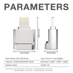 Adaptateur MicroDrive 8 broches vers carte TF, mini lecteur de carte TF pour iPhone & iPad, lecteur de carte