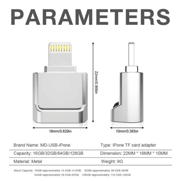 Adaptateur MicroDrive 8 broches vers carte TF, mini lecteur de carte TF pour iPhone & iPad, lecteur de carte
