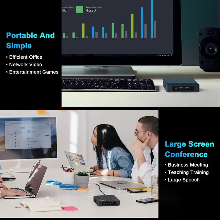 GXMO N42 Windows 11 Intel Gemini Lake N4020C Mini PC NVME SSD WiFi Mini Ordinateur de Bureau, 4GB+64GB, 4GB+64GB+256GB