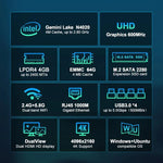 GXMO N42 Windows 11 Intel Gemini Lake N4020C Mini PC NVME SSD WiFi Mini Ordinateur de Bureau, 4GB+64GB, 4GB+64GB+256GB