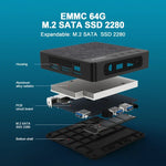 GXMO N42 Windows 11 Intel Gemini Lake N4020C Mini PC NVME SSD WiFi Mini Ordinateur de Bureau, 4GB+64GB, 4GB+64GB+256GB