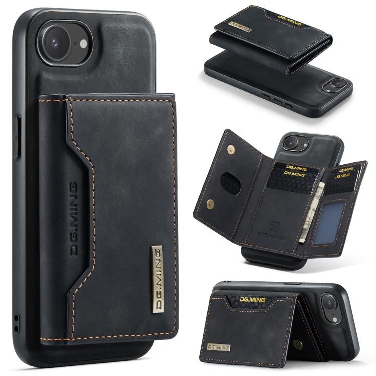 Coque portefeuille en cuir DG.MING série M2 à 3 volets avec porte-cartes, pour iPhone 17e / 16e, pour iPhone 17 Pro Max, pour iPhone 17 Pro, pour iPhone 17, pour iPhone Air, pour iPhone 16 Pro Max, pour iPhone 16 Pro, pour iPhone 16 Plus, pour iPhone 16