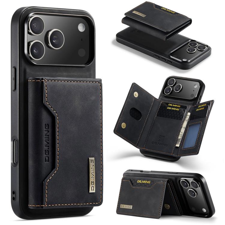 Coque portefeuille en cuir DG.MING série M2 à 3 volets avec porte-cartes, pour iPhone 17e / 16e, pour iPhone 17 Pro Max, pour iPhone 17 Pro, pour iPhone 17, pour iPhone Air, pour iPhone 16 Pro Max, pour iPhone 16 Pro, pour iPhone 16 Plus, pour iPhone 16